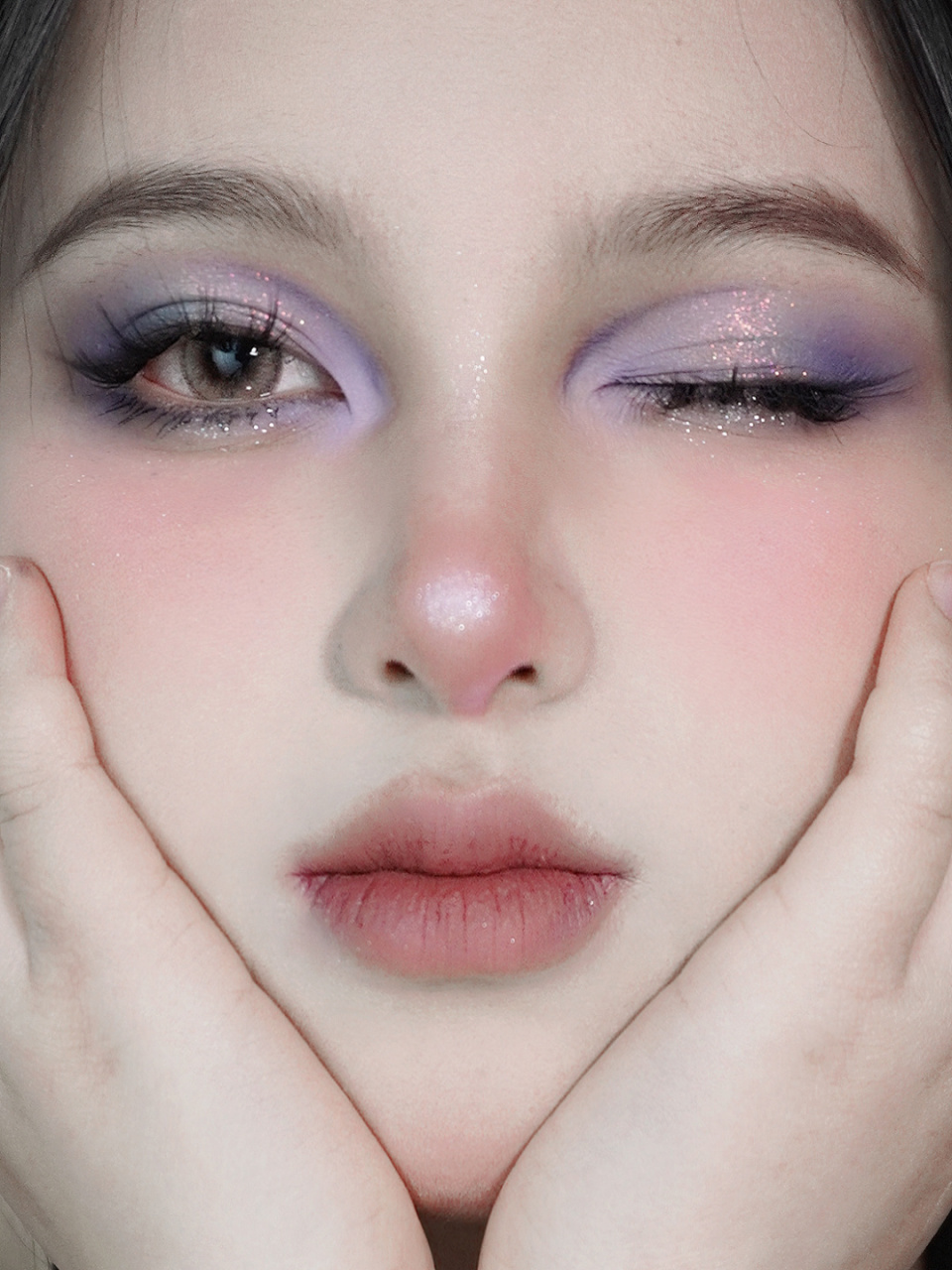 烟熏妆# #妆容分享# #紫色截断式眼妆