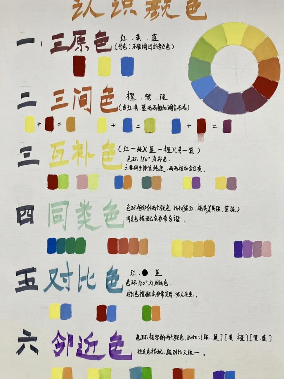 绿 互补色(色环180度)红绿蓝橙 黄紫 两两相调降灰 补色搭配