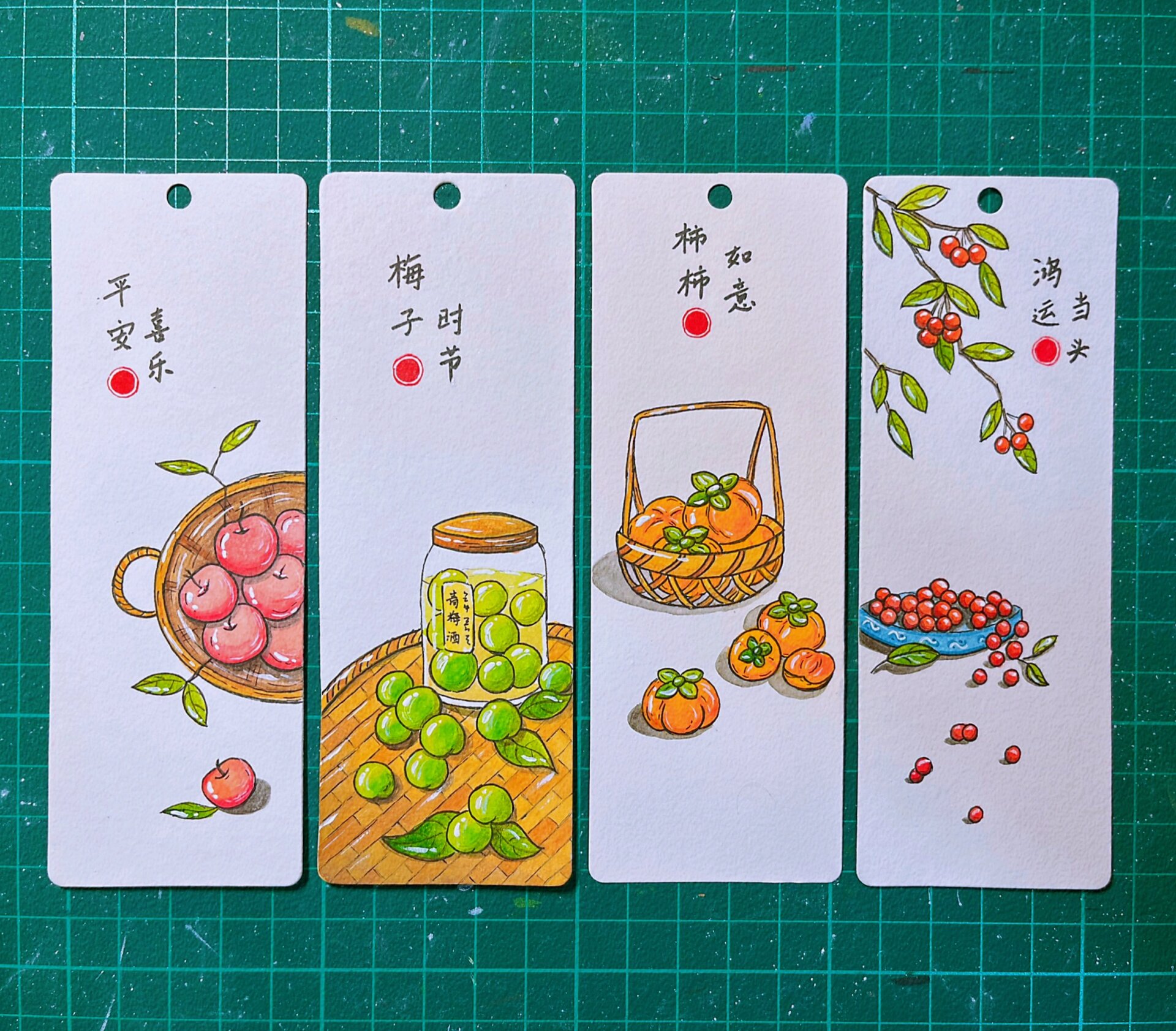 简简单单的意境古风小书签92～一套4张附过程