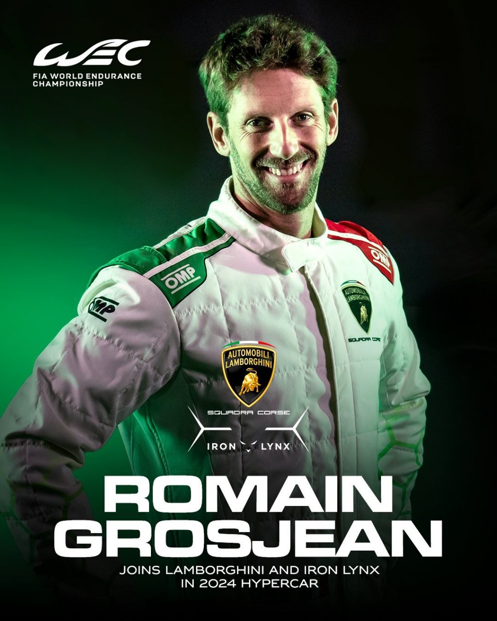 前f1车手罗曼·格罗斯让将在2023年成为兰博基尼的官方厂队车手,并将