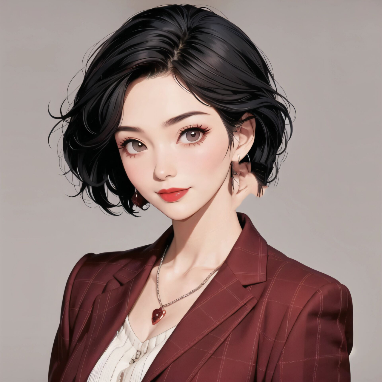 7815红色西装酷飒成熟女生职业头像