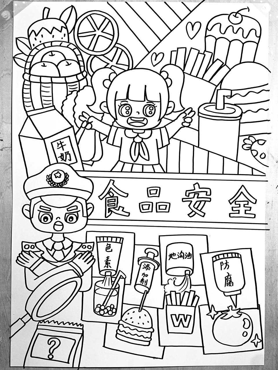 【食品安全主题画7215】少儿美术儿童画(含 9678787878