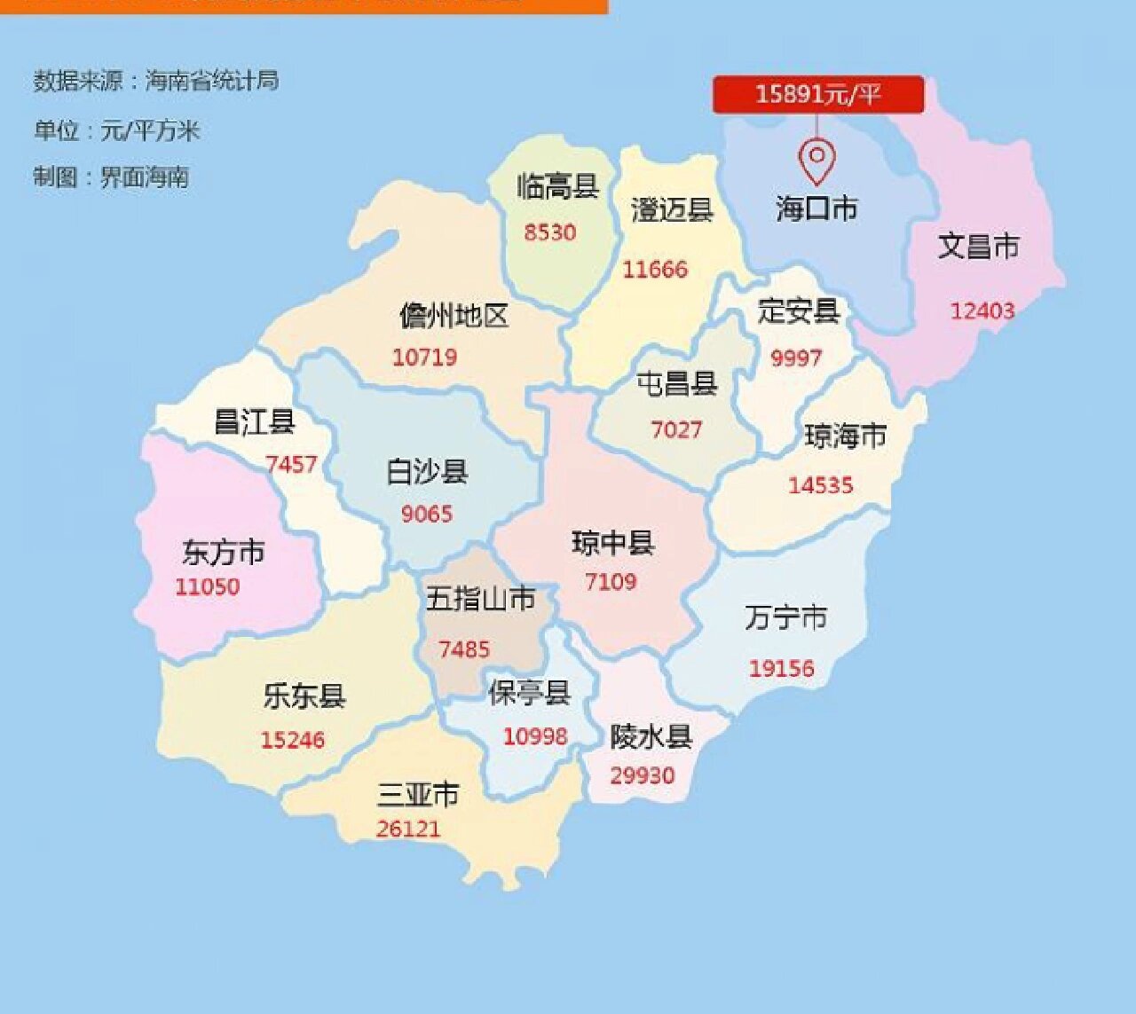 海南最新房价地图新鲜出炉,还在涨!陵水均价约29