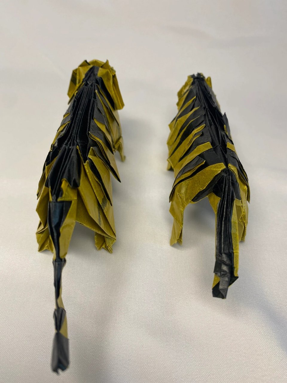 两版折纸老虎对比 35cm纸折了两只老虎,一个是小松英夫的,一个是神谷