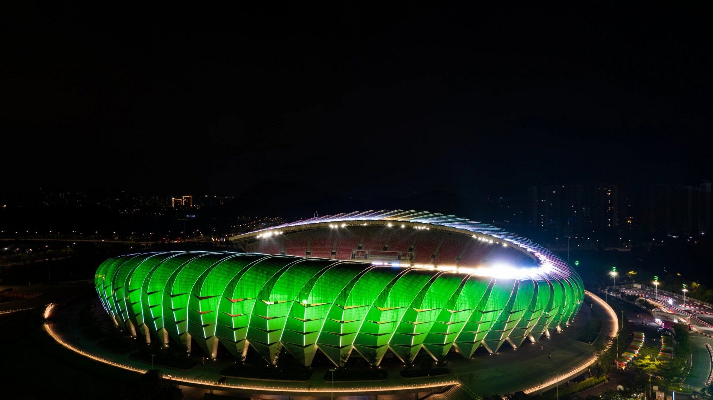 清远奥体中心 治愈系城市地标建筑夜景