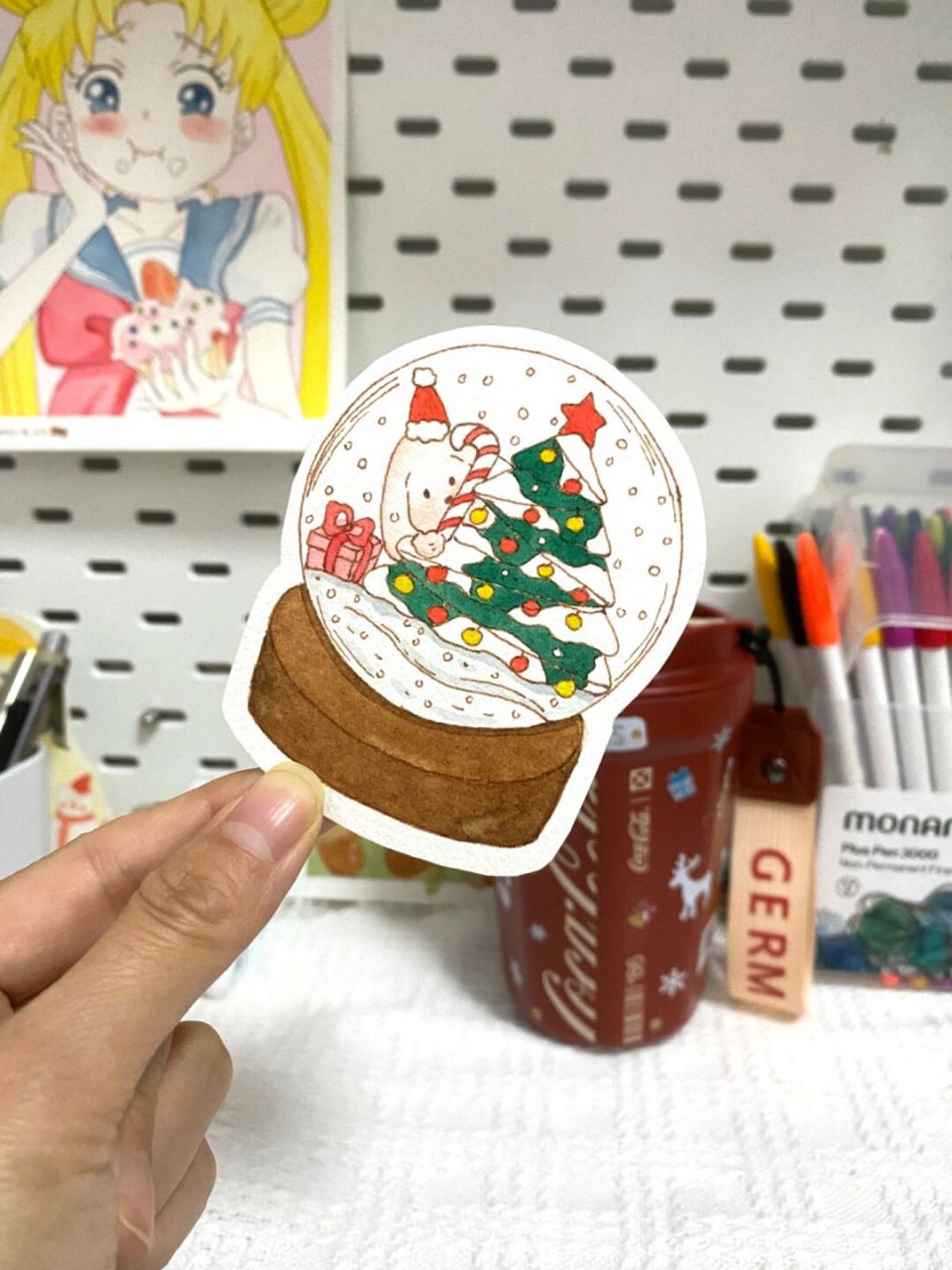 自制圣诞兔兔书签92(附过程) 冬天来啦,开始期待下雪,于是提前做了