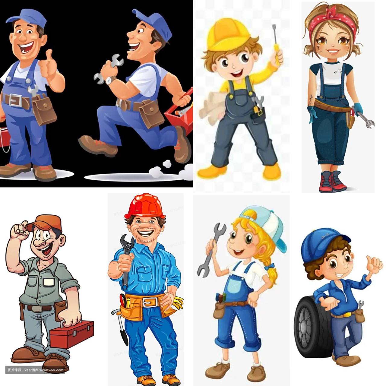 汽车修理工人物素材收集 可以根据自己的个人喜好改变发饰服饰,主要给