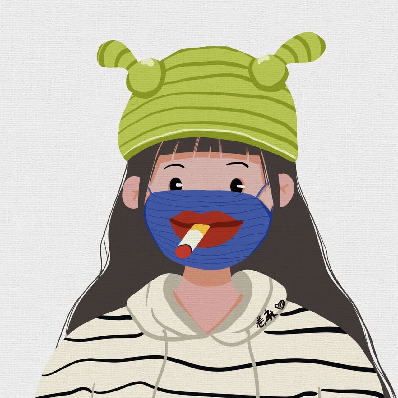 插画 | 头像 | 直播画的痞幼的绿帽子 图片可做个人头像,个人壁纸