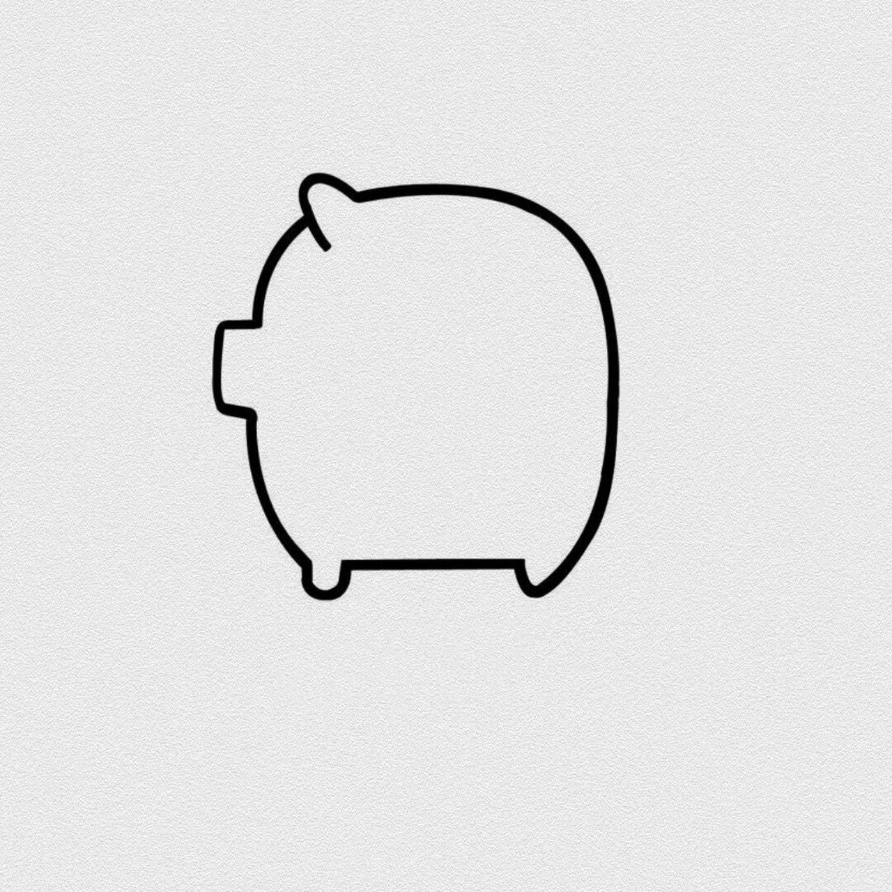 零基础简笔画教程|黑白猪