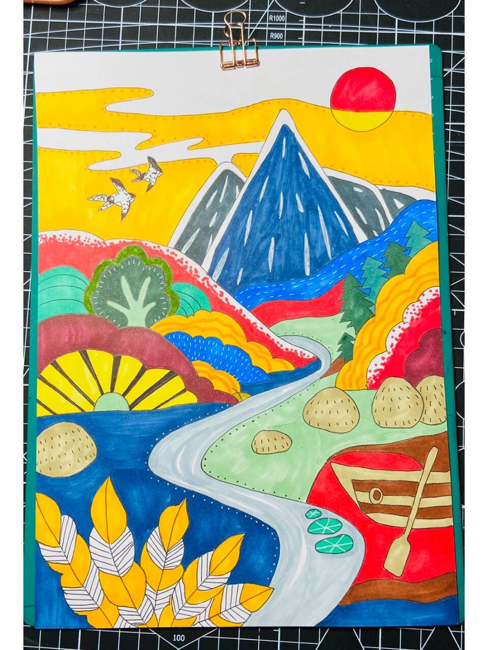 周末更新 山山水水简笔画