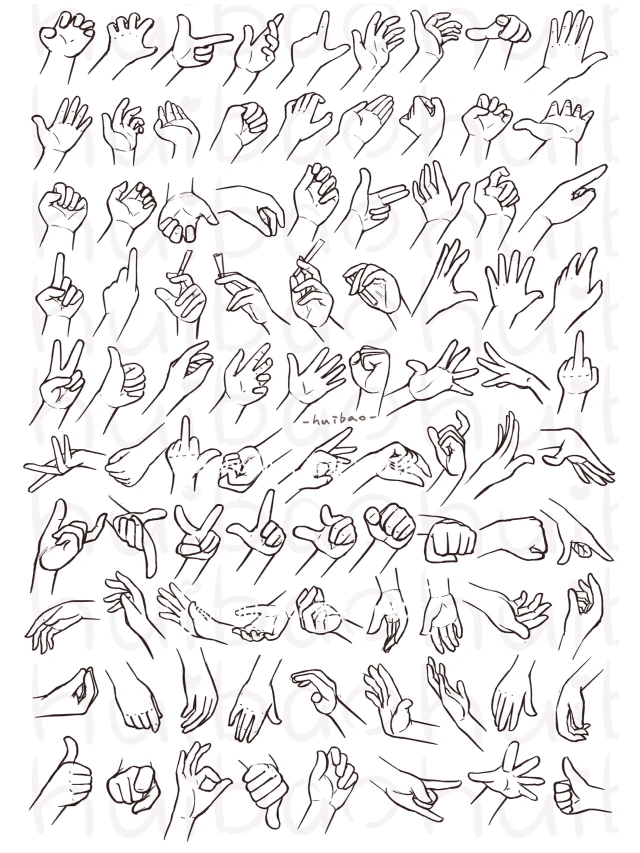 百手图|今日速写练习(附手部练习素材