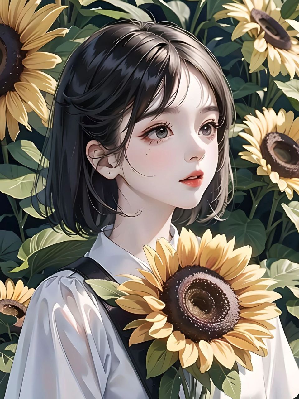 97手捧向日葵的可爱女孩头像×9随意自取