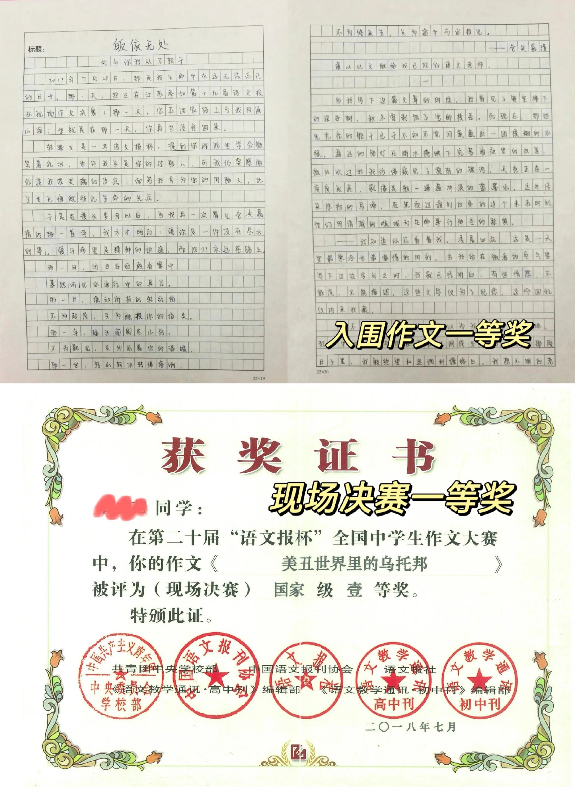 语文报杯全国一等奖作品|生死只是一个谣言 写下这篇文章的时候我还在