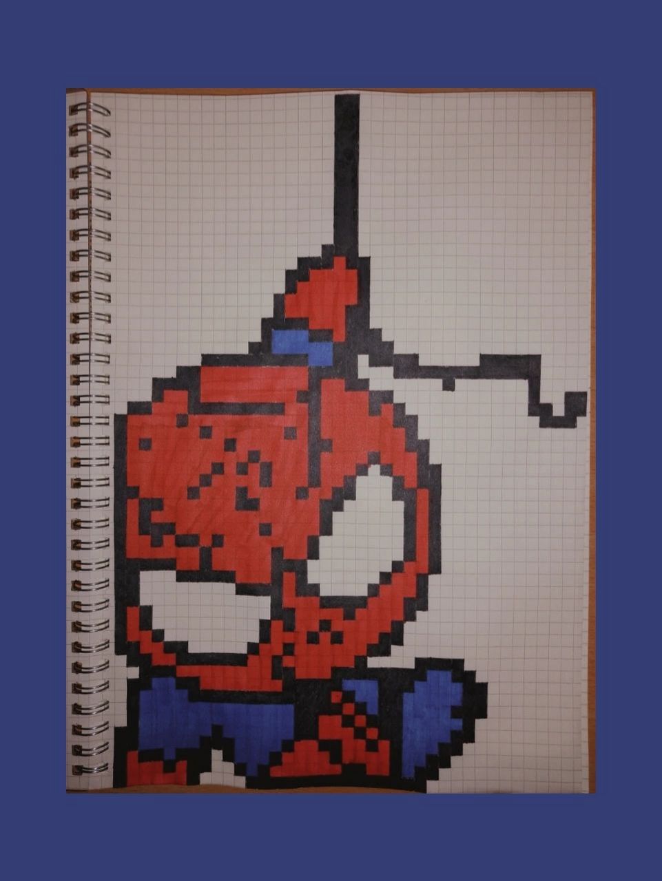1超帅气蜘蛛侠 像素画 网格画 画画步骤如下 1.