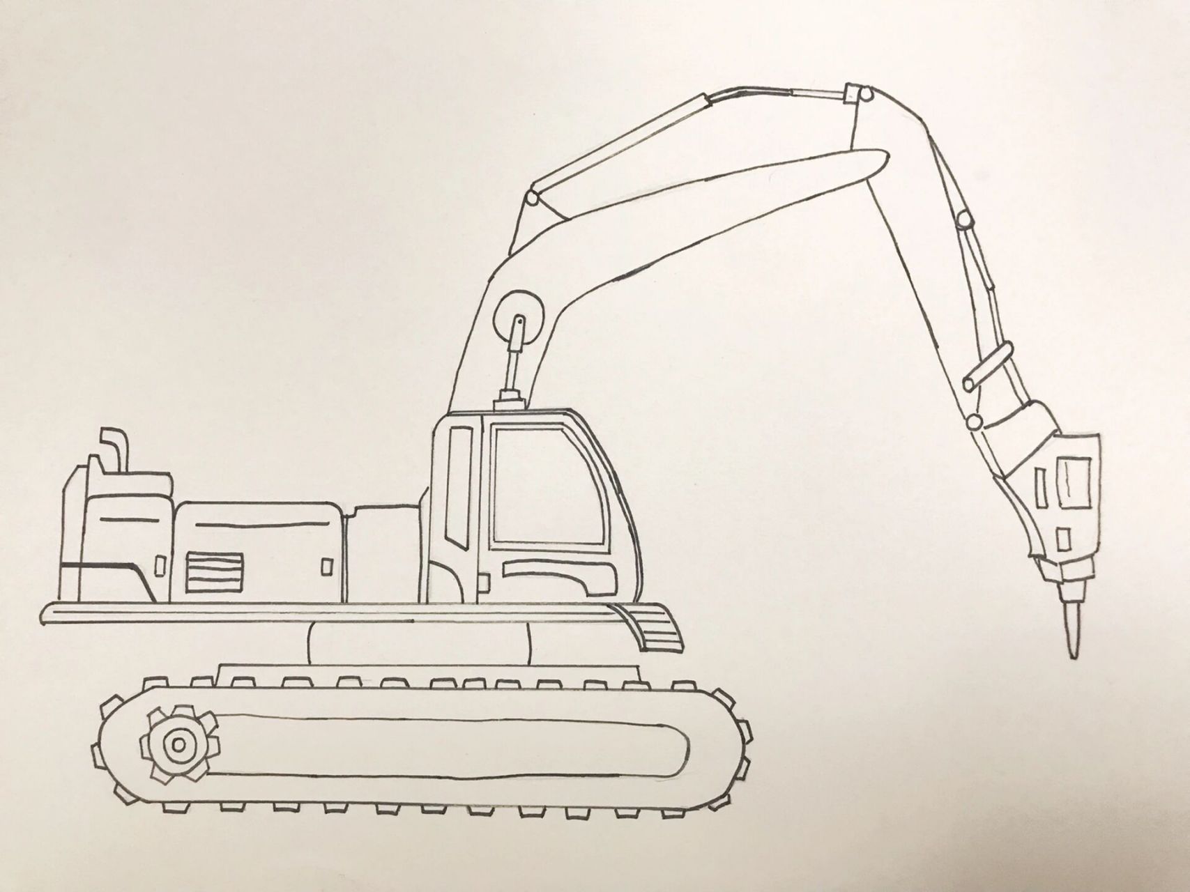 简笔画|钻土机|挖掘机