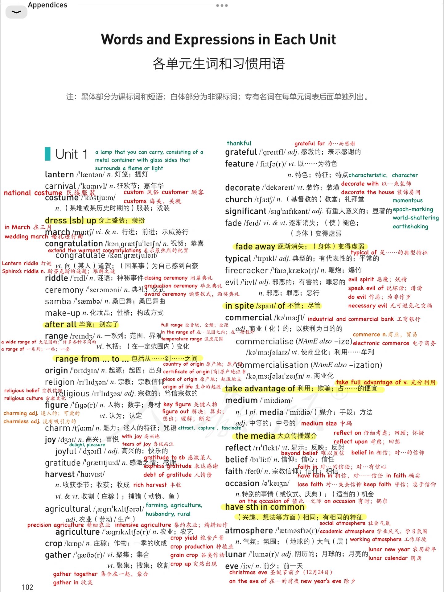 人教版高中英语新教材必修三单词表