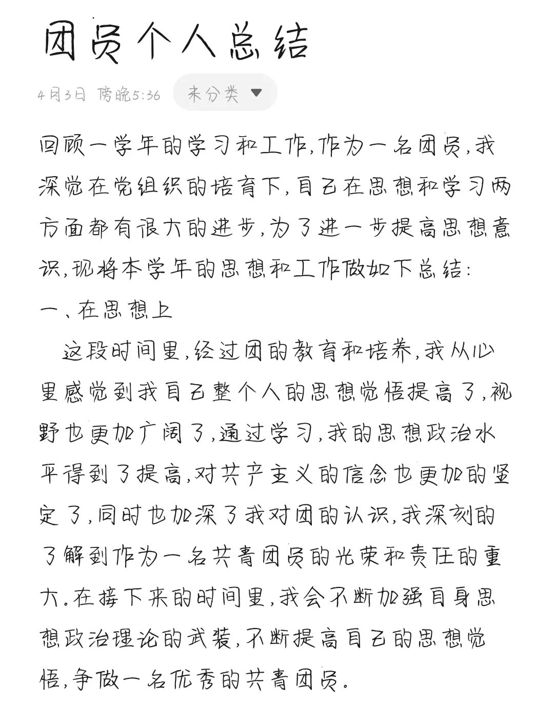团员个人总结