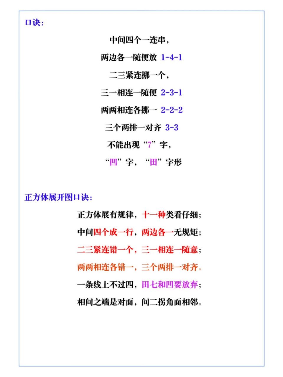 五年级数学下册《正方体展开图》及记忆口诀 五年级