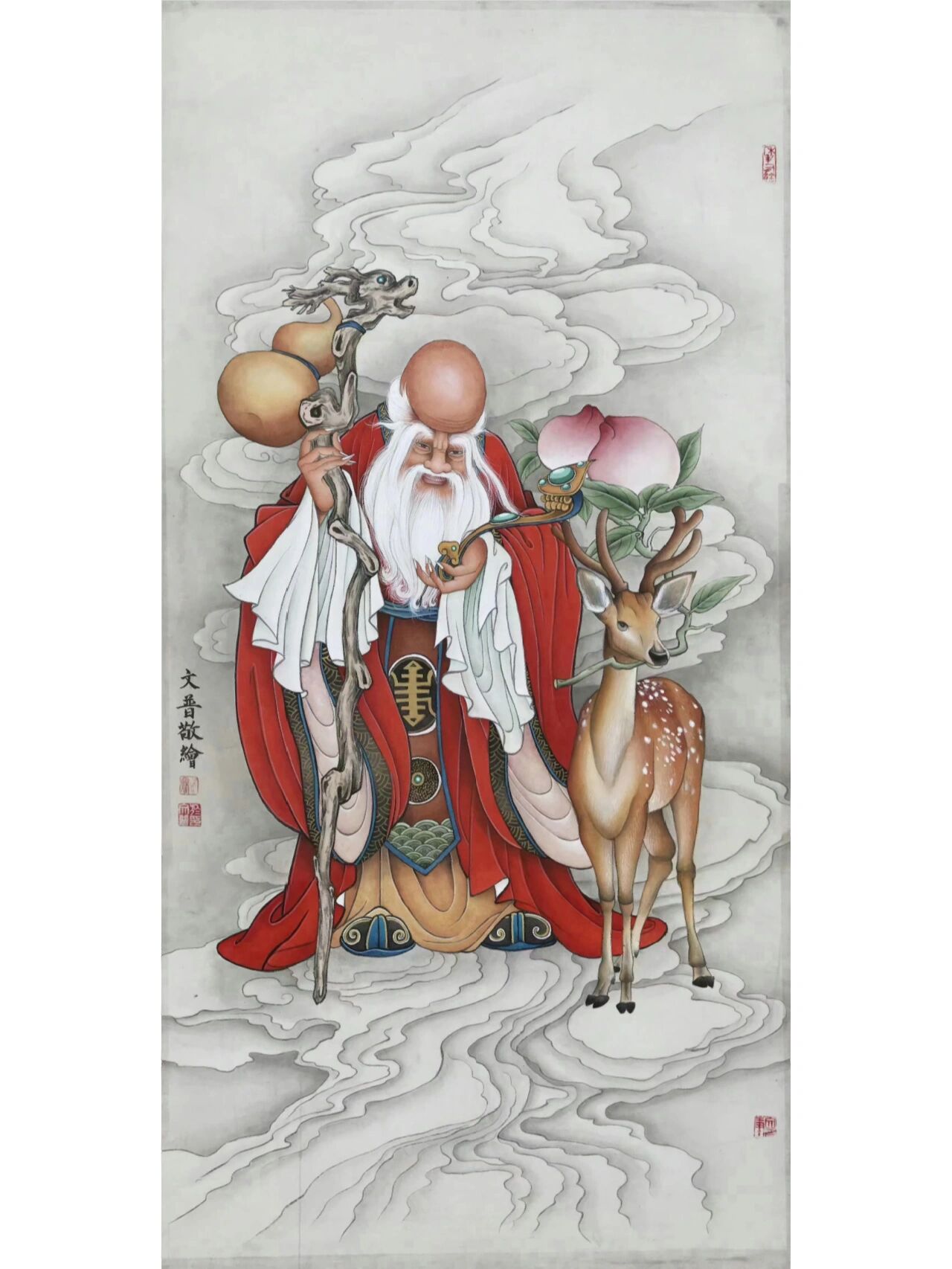 福禄寿,寿星老,工笔画人物画