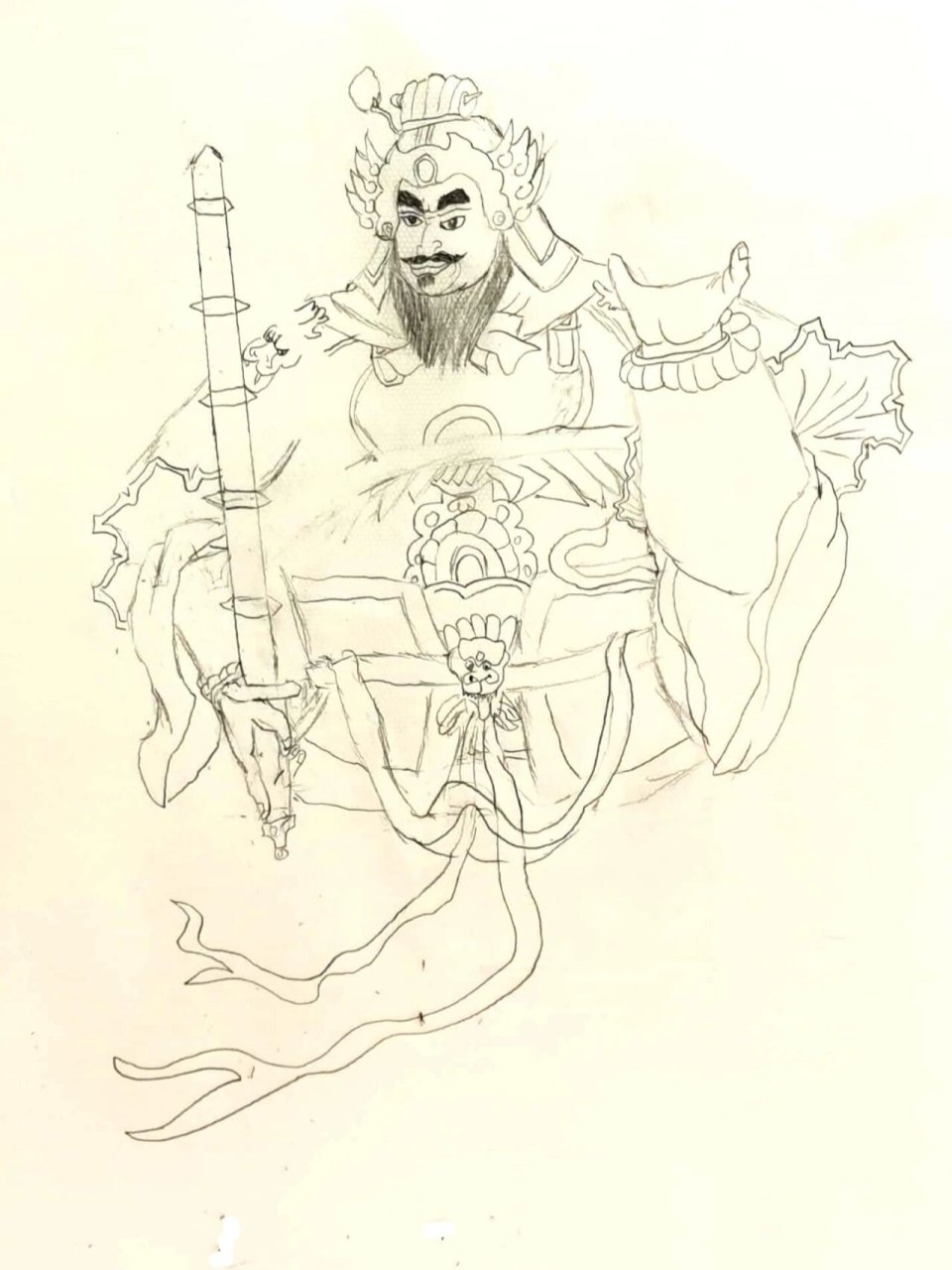 画门神—秦叔宝 最近在听《隋唐英雄传》,孩子们很喜欢秦叔宝的故事