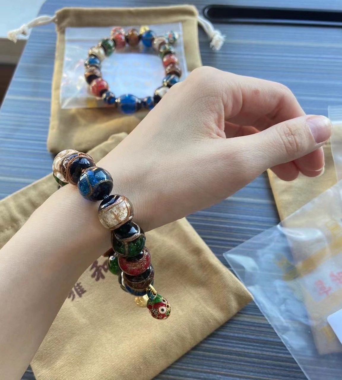 出雍和宫香灰琉璃十全十美手串61秦霄贤同款 寓意:十全十美,聚福