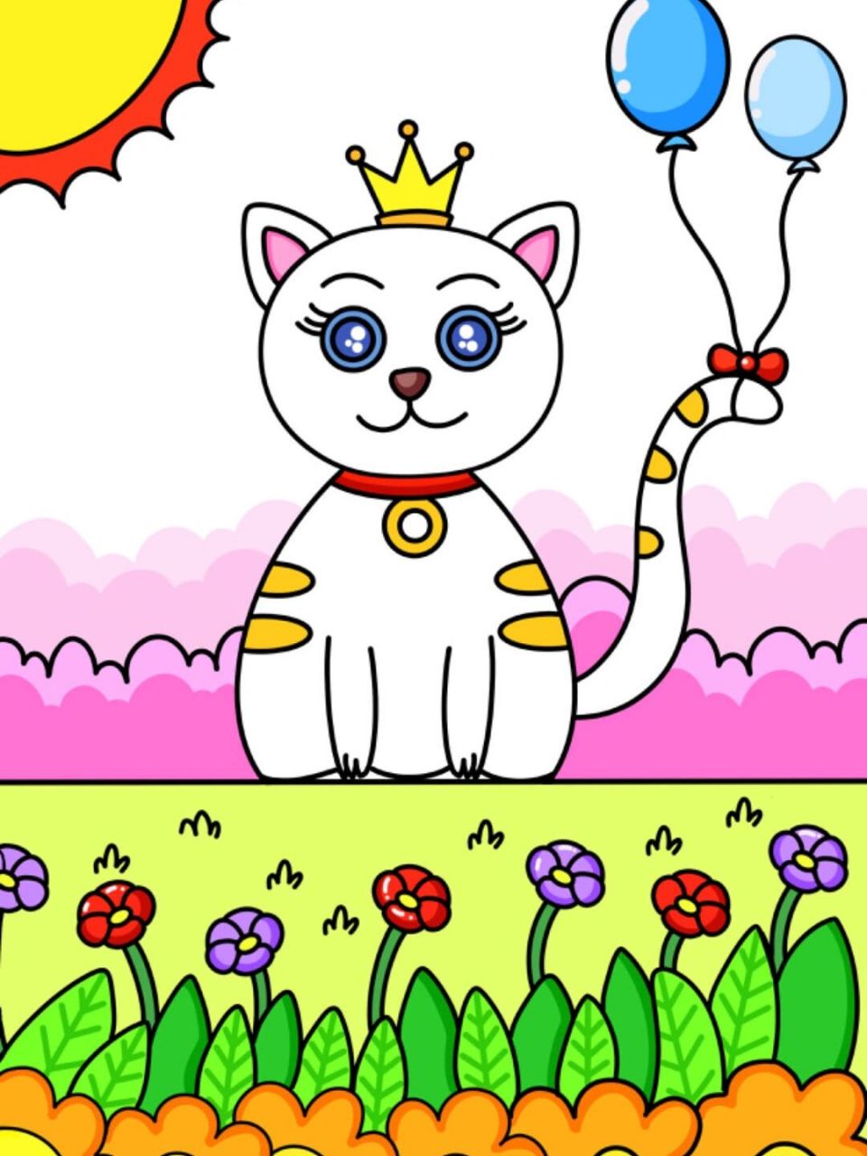 可爱的小猫咪 猫 创意画 儿童画 9615线稿 #创意美术儿童画