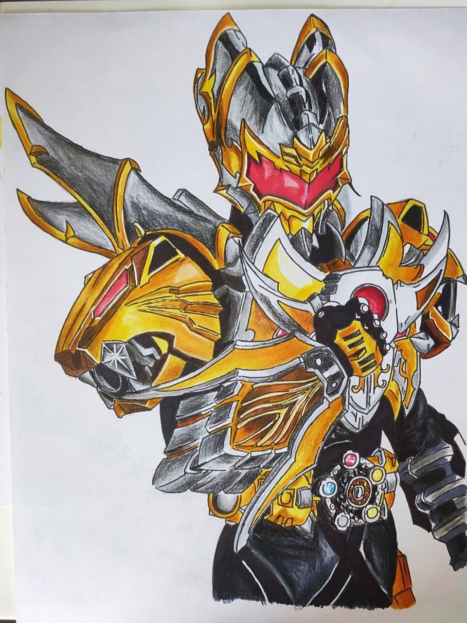 帝皇铠甲手绘 铠甲勇士帝皇侠 工具:马克笔,彩铅