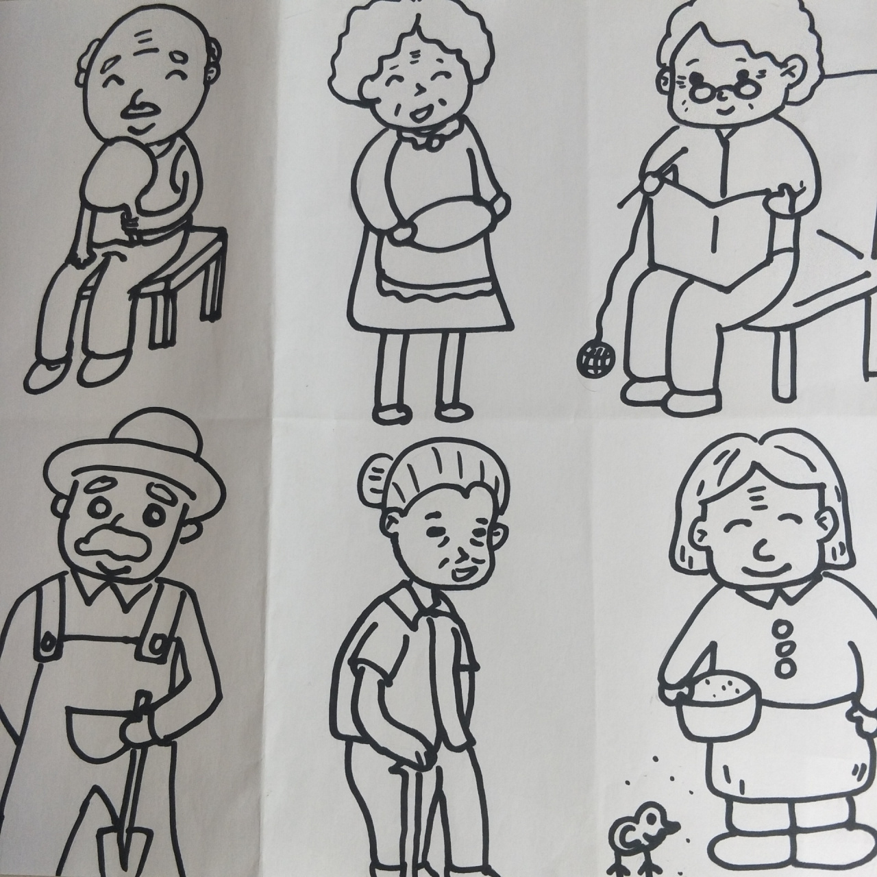 人物简笔画(五)——爷爷奶奶 好久没画了. 手抖日常x﹏x