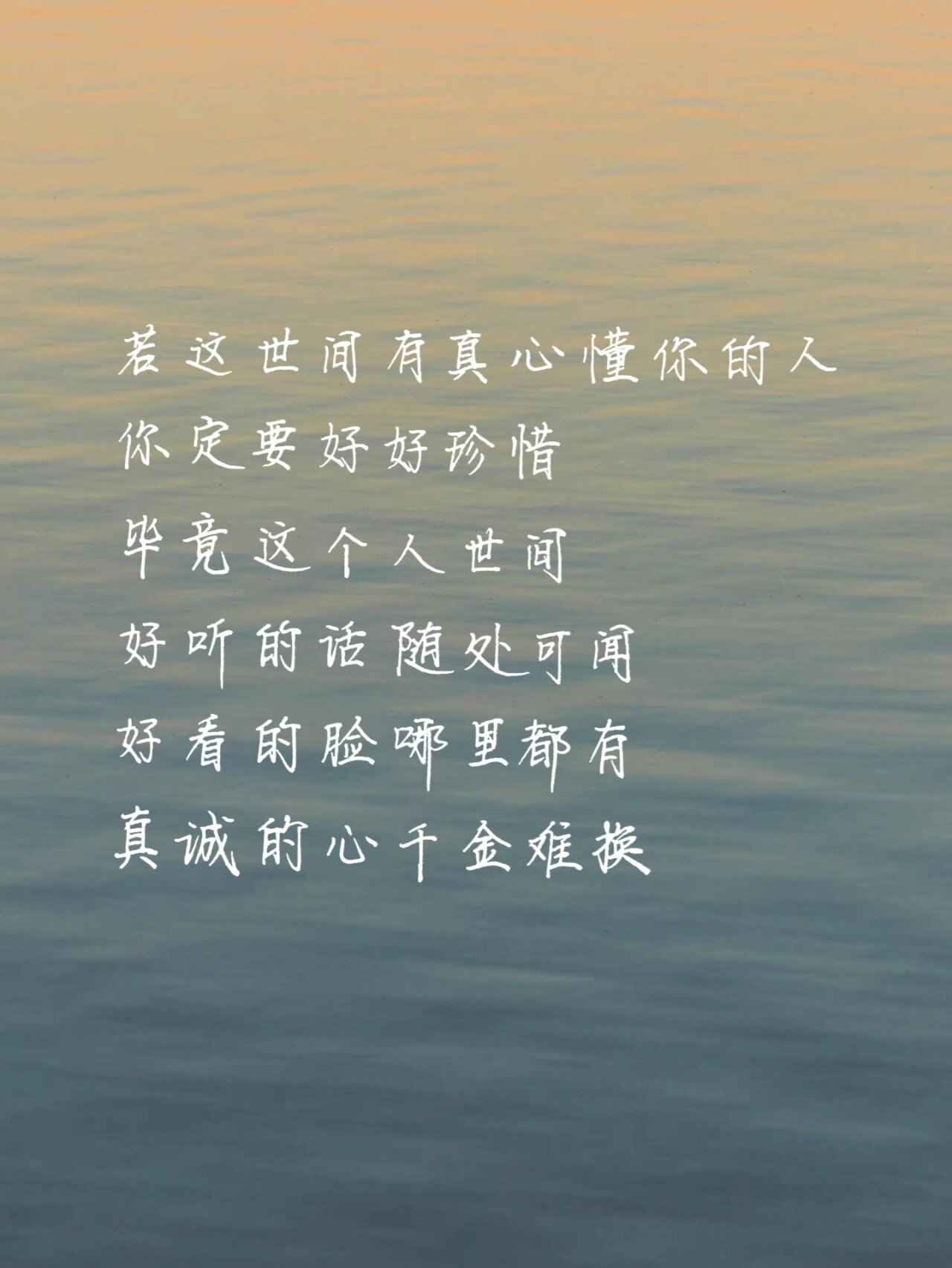 如有遇见请珍惜 也许这世间最好的默契 不是有人懂你的言外之意 而是