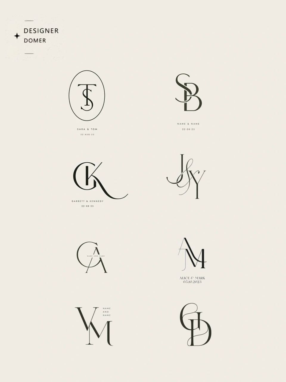 婚礼logo设计新人结婚姓名字母交叉设计简约 #婚礼logo设计