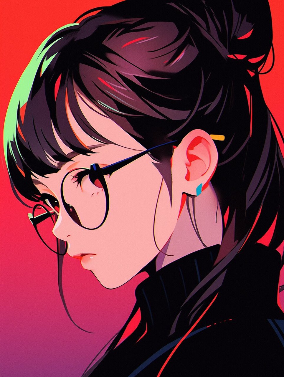 帅气女生头像壁纸 女生酷酷头像壁纸,大胆的配色,冷酷的一面还有一丝