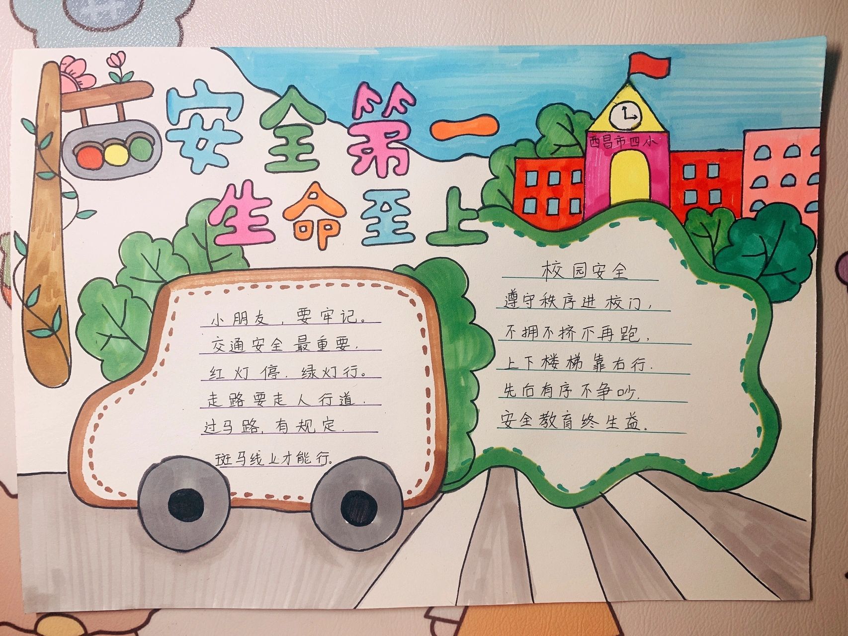 《校园周边环境安全》手抄报