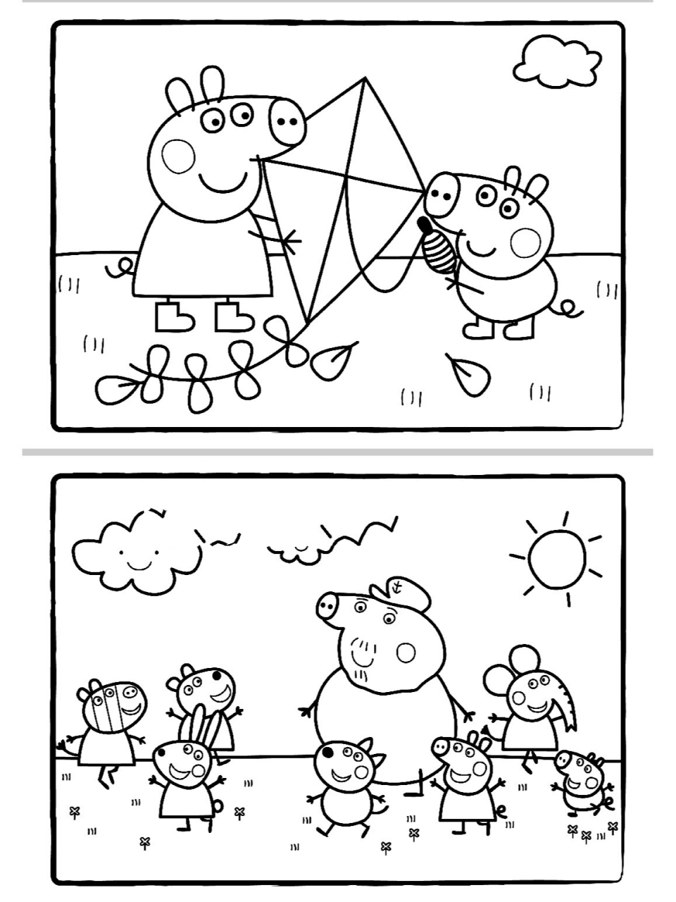 小猪佩奇简笔画涂色可打印100多张 我是小猪佩奇🐷,这是我的爸爸