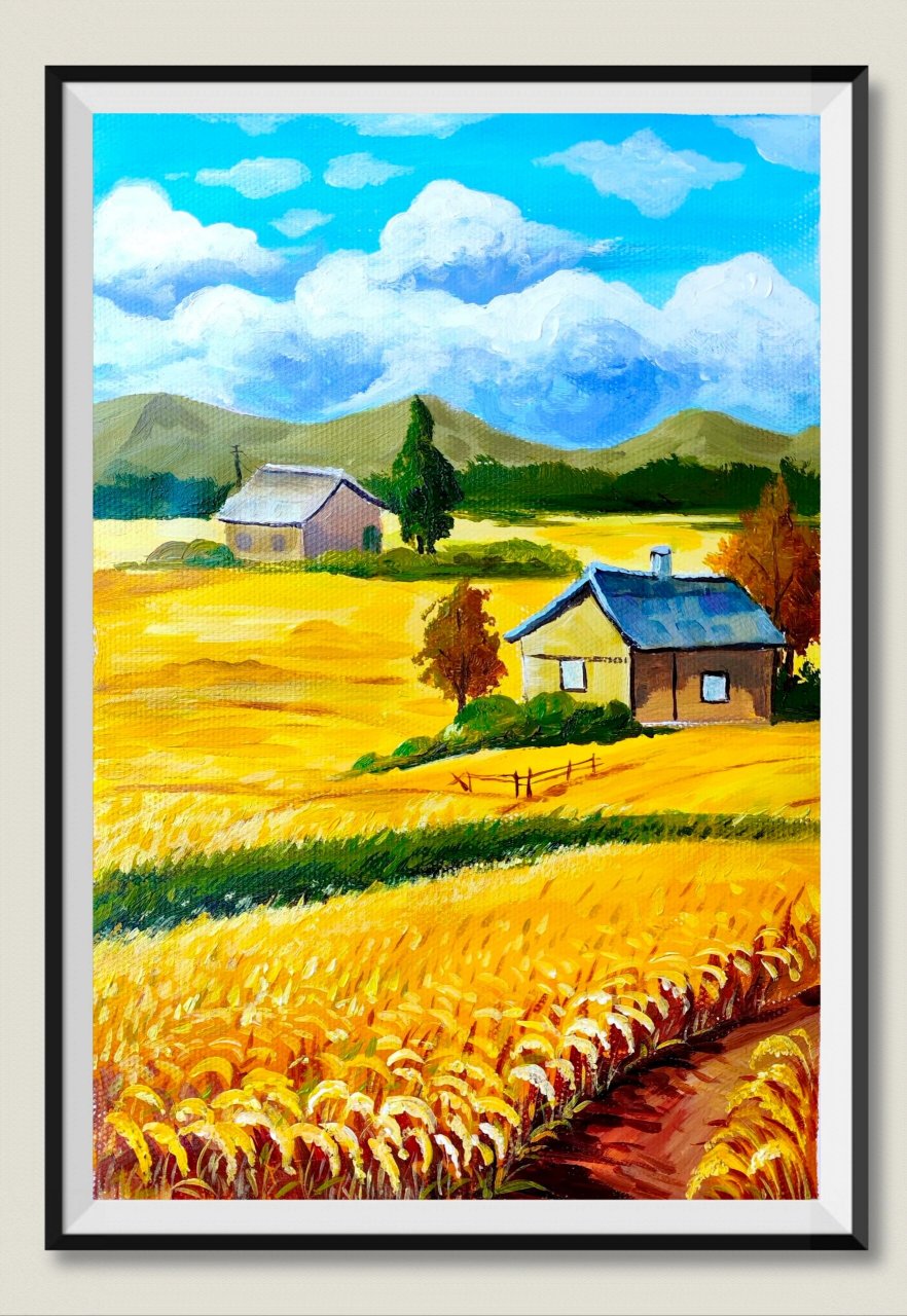 创意美术——金色稻田 绘画主题:《金色稻田》 适合年龄:8-10岁 绘画