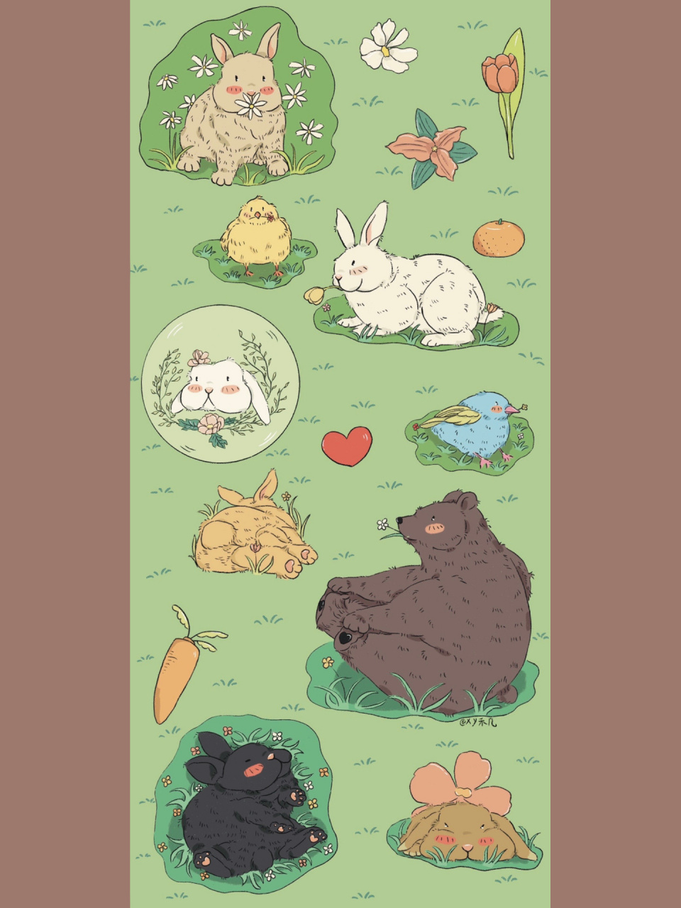 原创壁纸 | 森林动物聚会~ 难得出了太阳,暖洋洋的~ 森林动物们如果