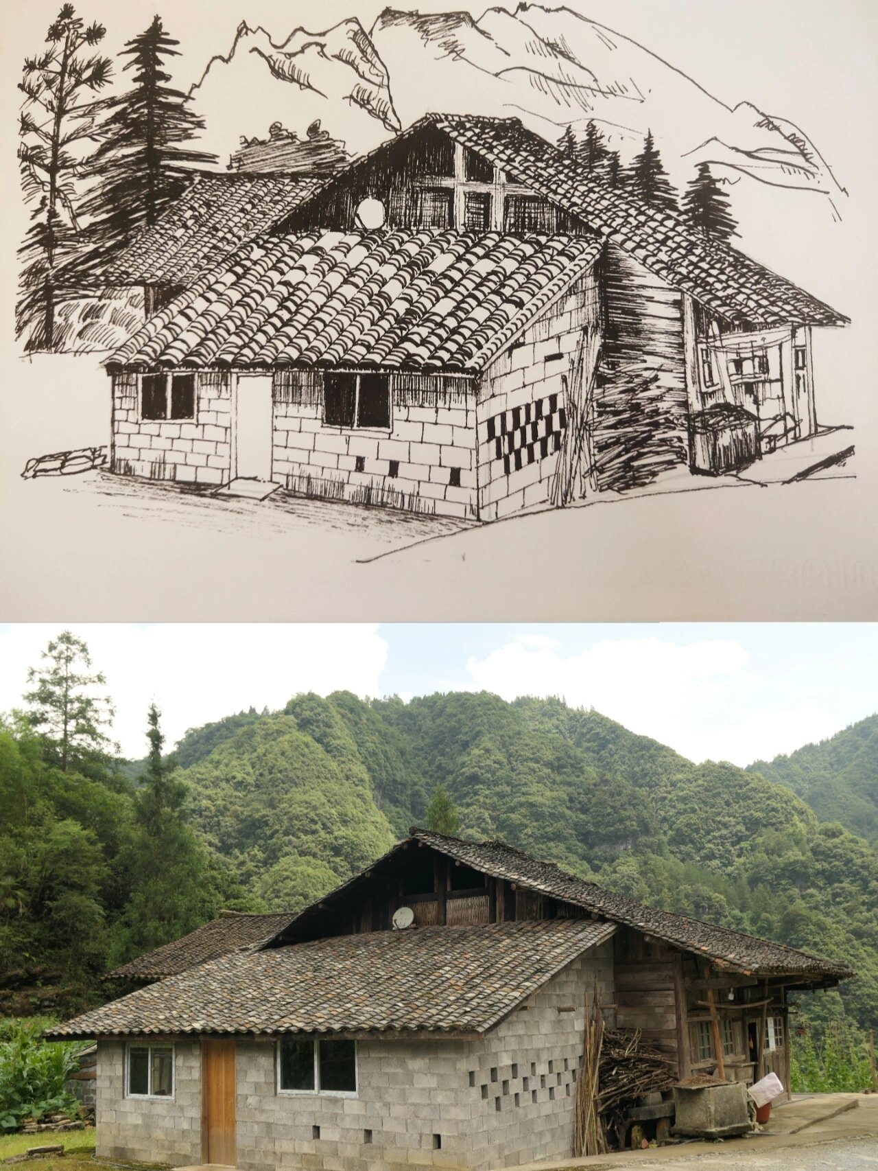 风景写生速写 |《老房子