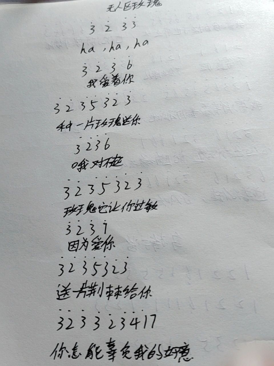无人区玫瑰竖笛简谱,字丑轻喷.9393