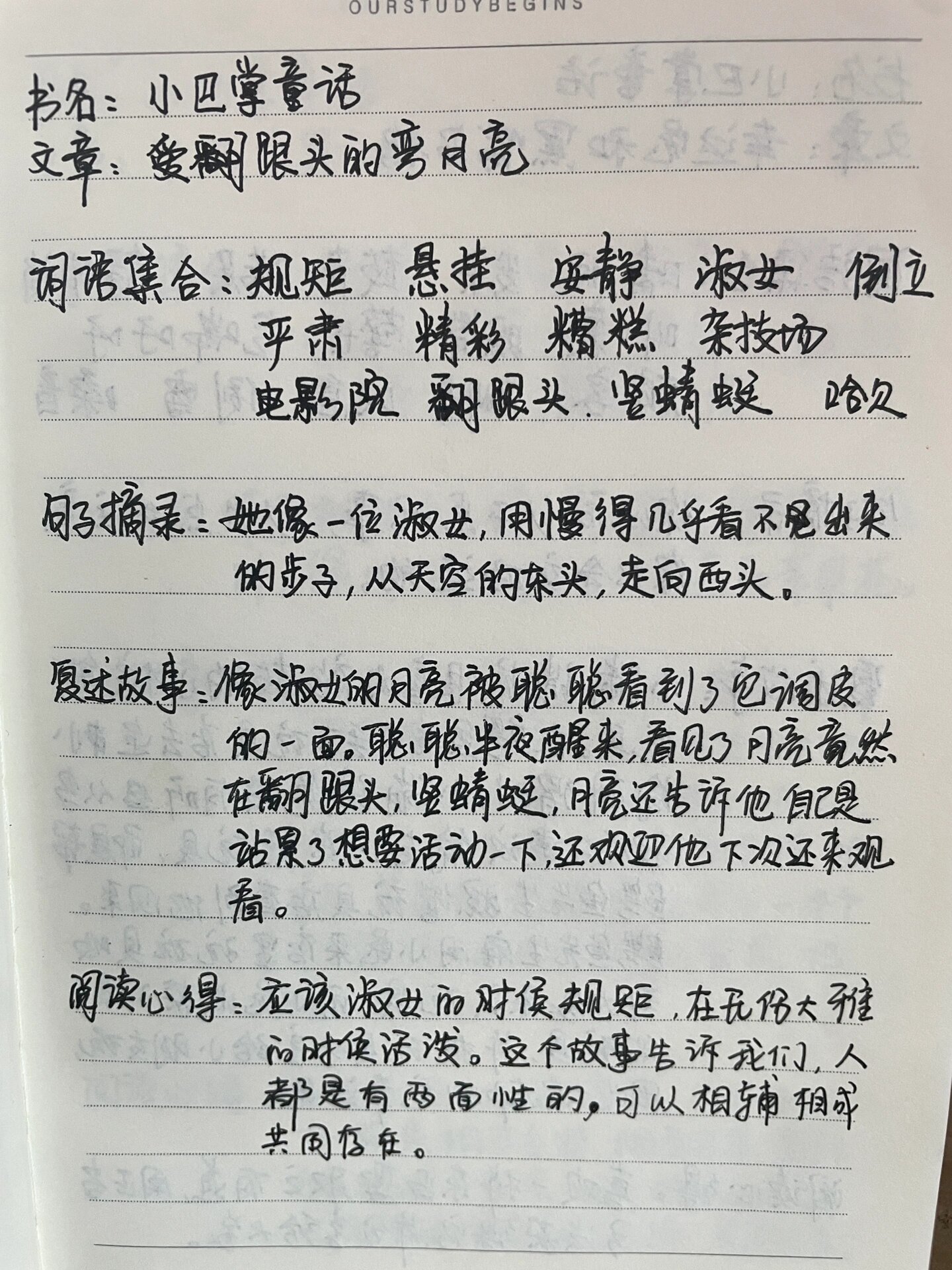 小巴掌童话之爱翻跟头的弯月亮93读书笔记 人少都是淑女,人后都是