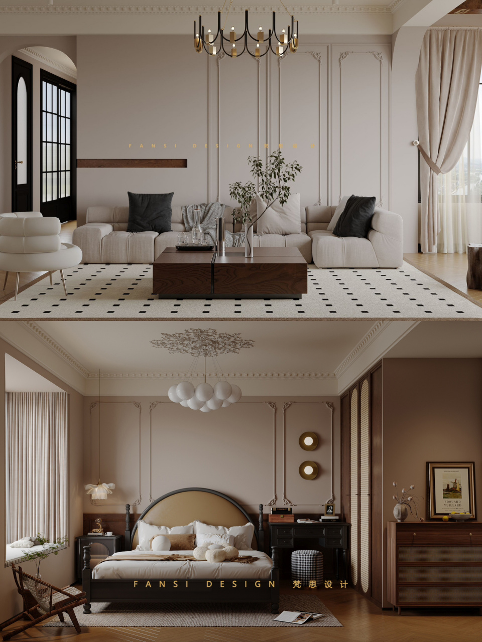 面积:145㎡ 设计团队:梵思设计 设计风格:法式中古风 ~ 93风格定位