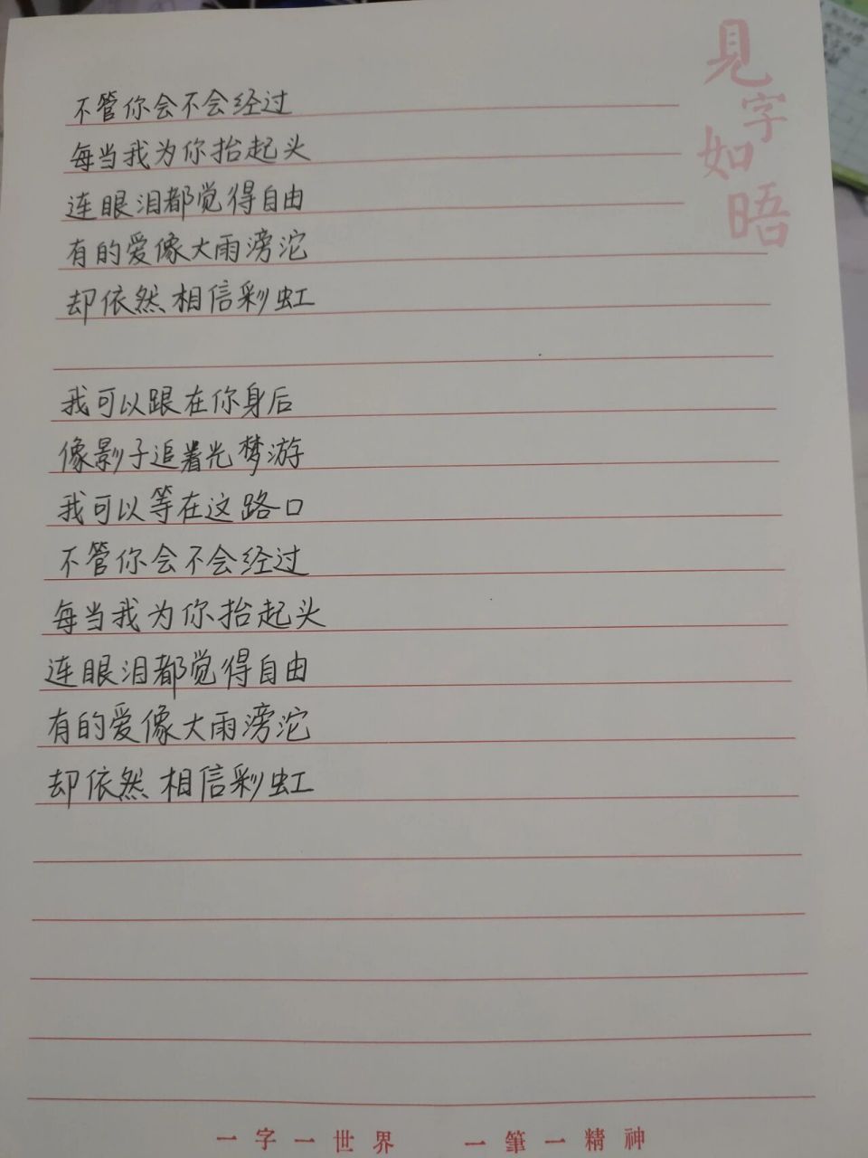 追光者 歌词分享 手抄 我可以跟在你身后 像影子追着光梦游 我可以等