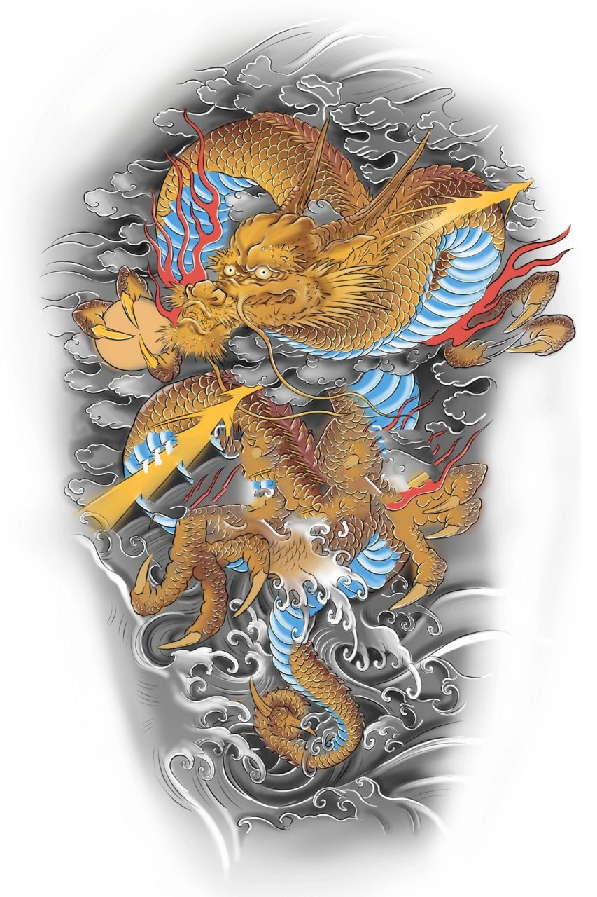 一条金龙tattoo 花腿金龙纹身 tattoo
