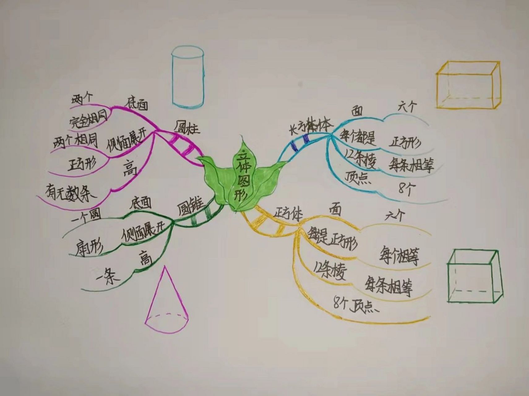 立体图形思维导图 今天数学课上老师布置我们画《立体图形》思维导