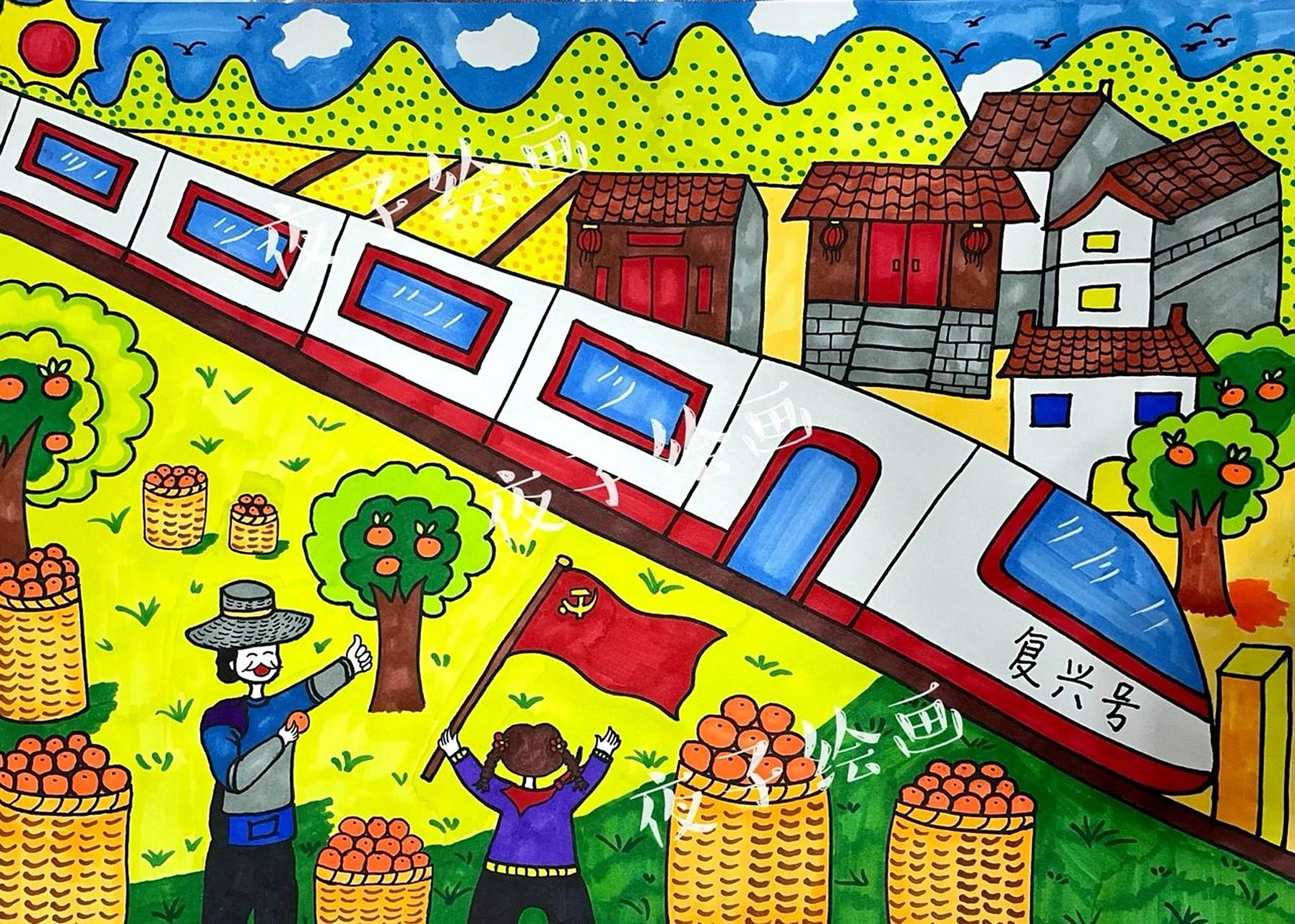 乡村振兴|主题绘画 有借鉴别人的作品,但是自己有做改动噢