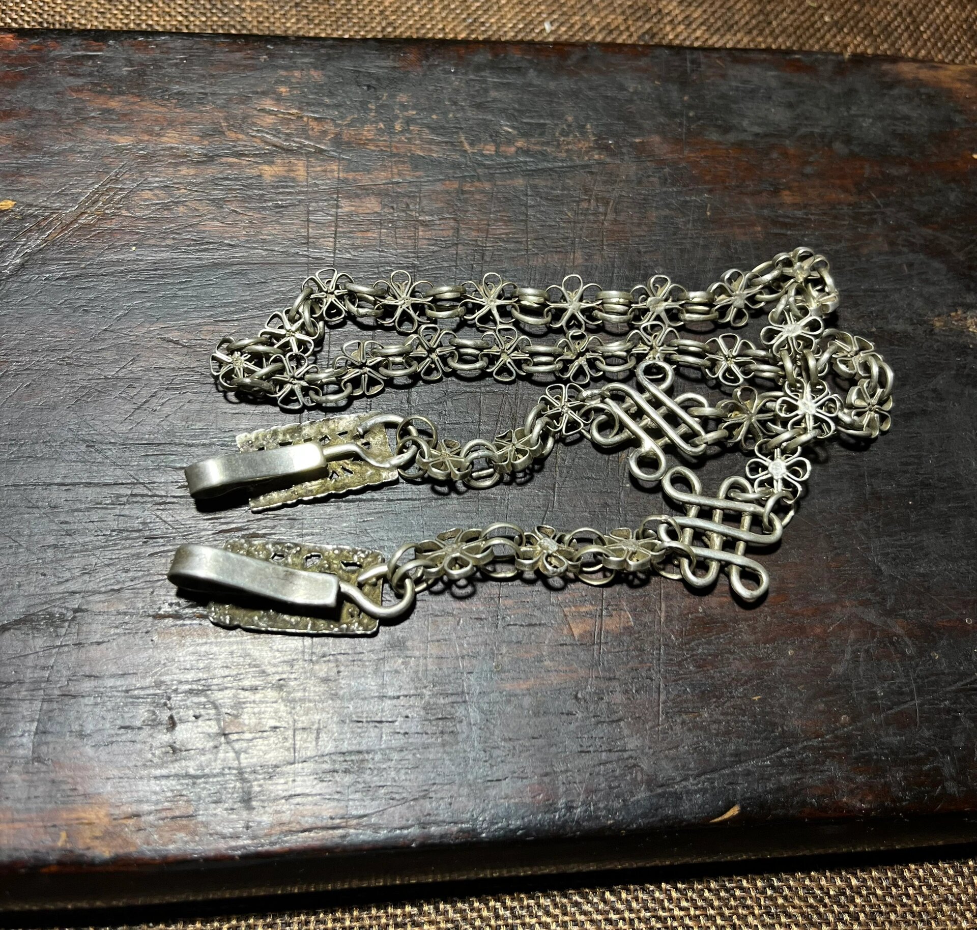 清代老银梅花挂链