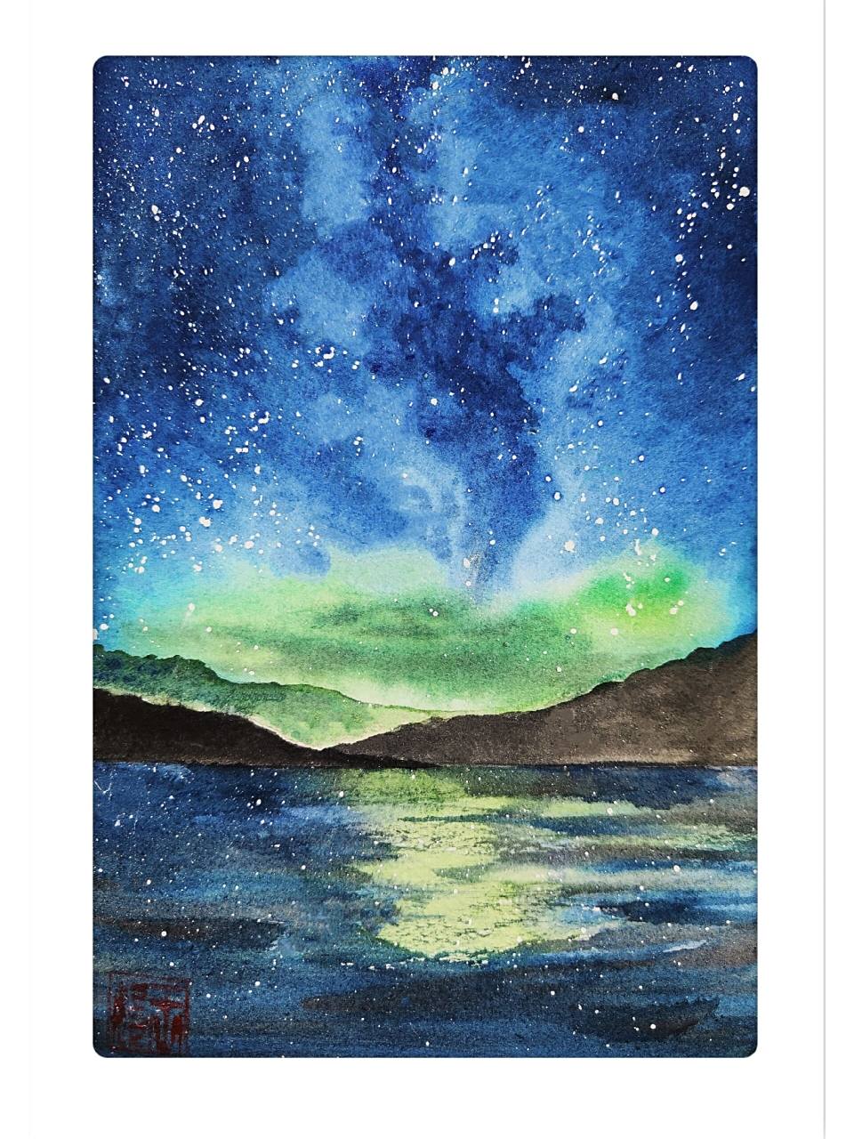 水彩/灿若繁星(含步骤) 星空看似简单,其实不简单.