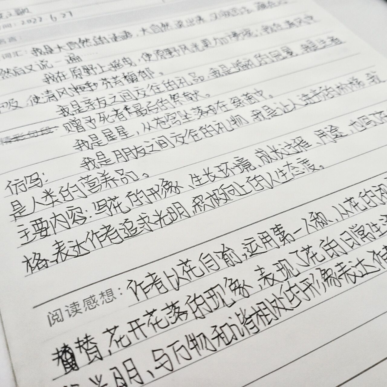 六年级上册|《花之歌》读书笔记 咱就是说 官方能不能让我火一次