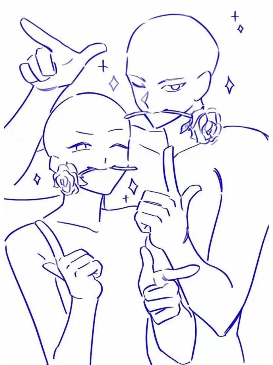 【绘画素材】cp双人互动参考模板!