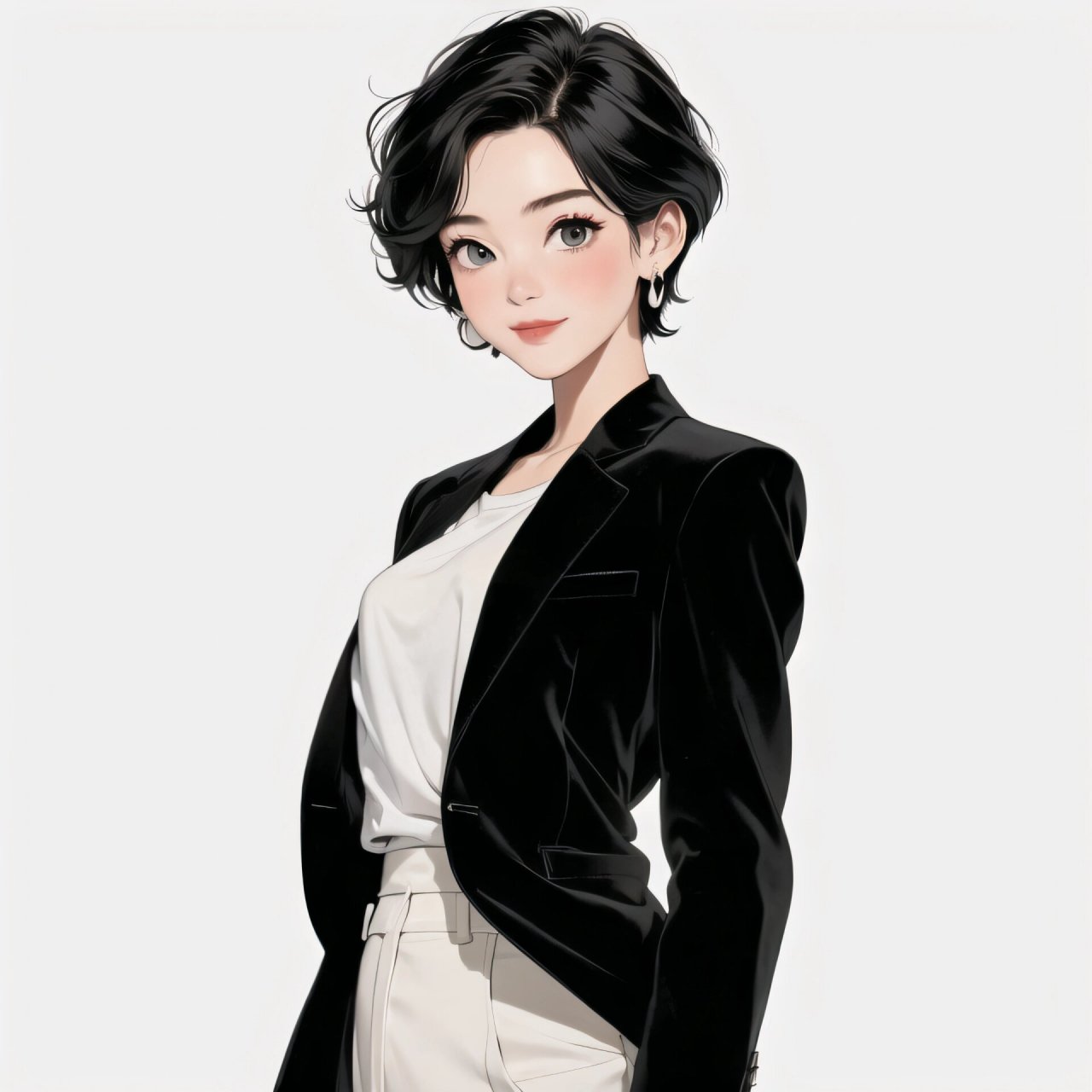 7815短发酷飒黑西装女生头像