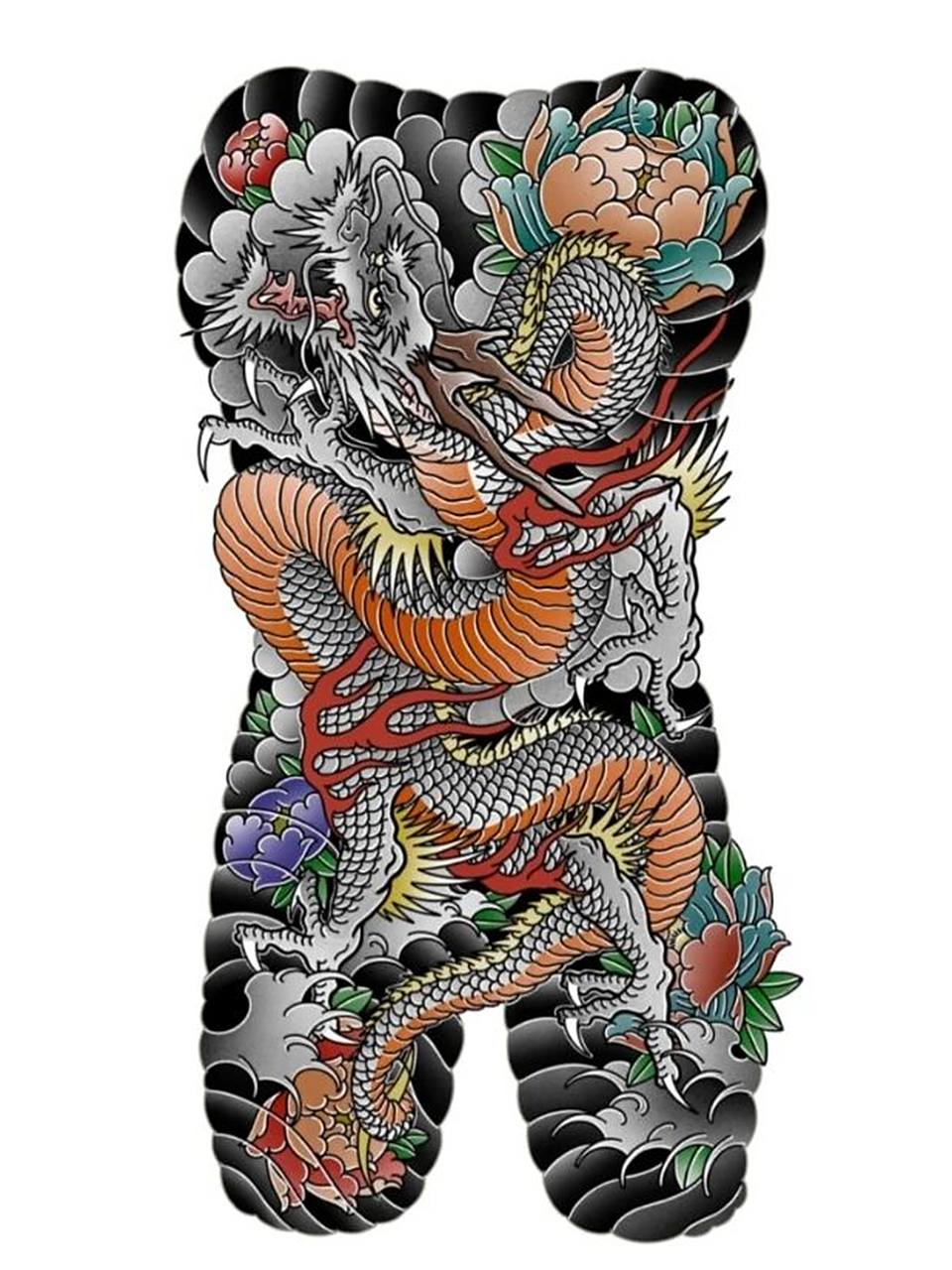 老传统满背满背 日式老传统满背纹身手稿