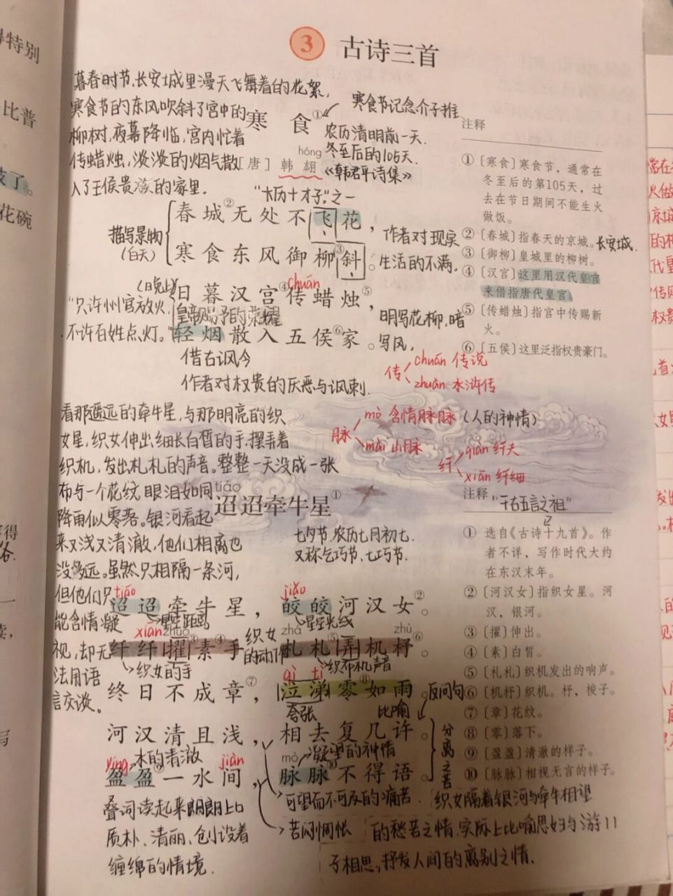 人教版第三课《古诗三首》课堂笔记#语文笔记# #六年级下册语文笔记